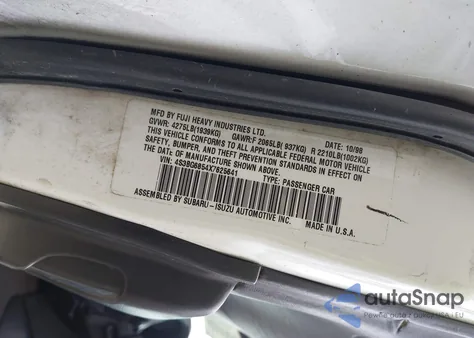 1999 Subaru Legacy из США, поврежденный, VIN 4S3BG6854X7625641